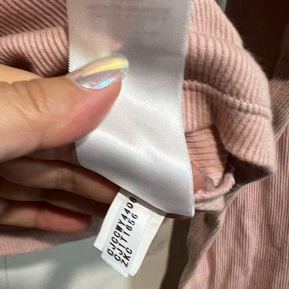 Calvin Klein Dusty Pink Crop Button Down Top Ribbed Long Sleeve Size S - Picture 4 of 5